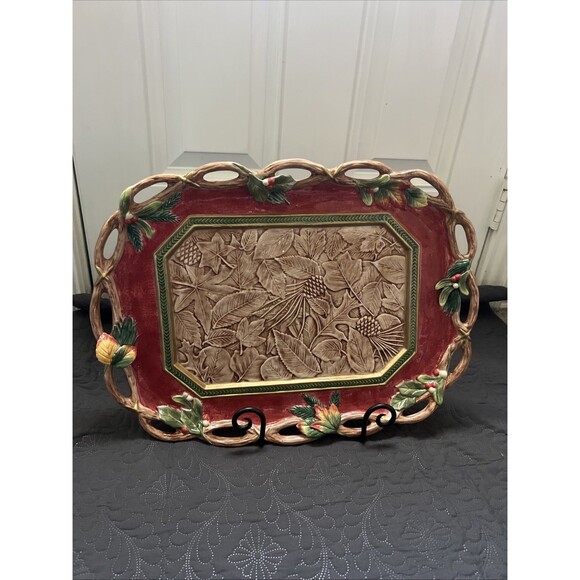 Fitz and Floyd Classic Christmas Lodge Large Serving Platter 20 1/2" x 15 1/2" - Picture 3 of 14